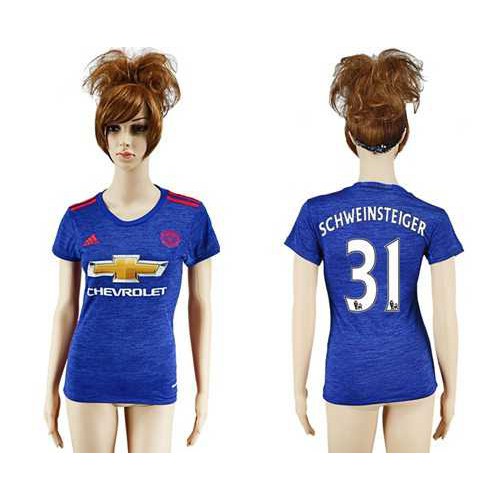 Women’s Manchester United #31 Schweinsteiger Away Soccer Club Jersey