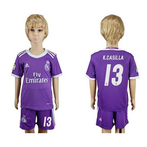 Real Madrid #13 K.Casilla Away Kid Soccer Club Jersey