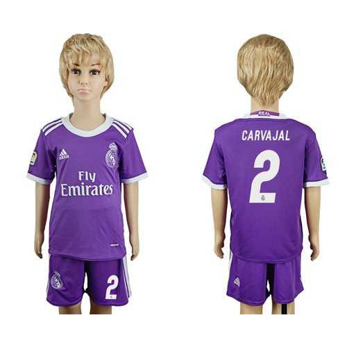 Real Madrid #2 Carvajal Away Kid Soccer Club Jersey