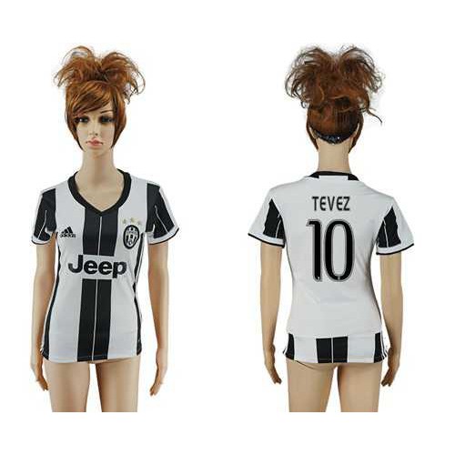 Women’s Juventus #10 Tevez Home Soccer Club Jersey
