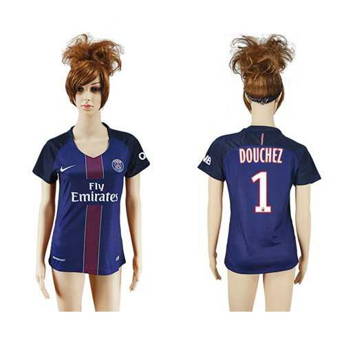 Women’s Paris Saint-Germain #1 Douchez Home Soccer Club Jersey