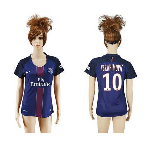 Women’s Paris Saint-Germain #10 Ibrahimovic Home Soccer Club Jersey