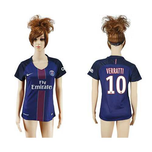 Women’s Paris Saint-Germain #10 Verratti Home Soccer Club Jersey
