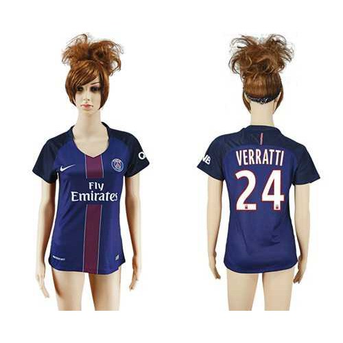 Women’s Paris Saint-Germain #24 Verratti Home Soccer Club Jersey