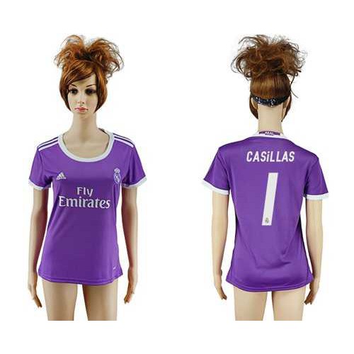 Women’s Real Madrid #1 Casillas Away Soccer Club Jersey
