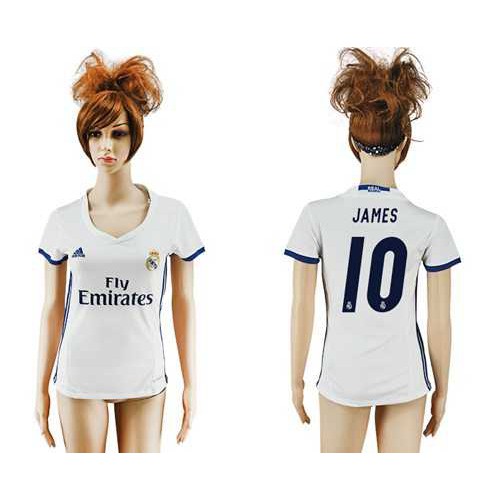 Women’s Real Madrid #10 James Home Soccer Club Jersey