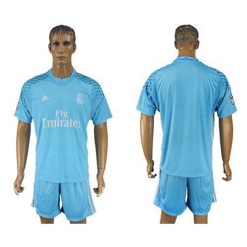Real Madrid Blank Sky Blue Goalkeeper Soccer Club Jersey