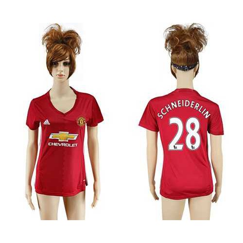 Women’s Manchester United #28 Schneiderlin Red Home Soccer Club Jersey