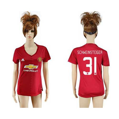 Women’s Manchester United #31 Schweinsteiger Red Home Soccer Club Jersey