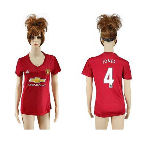 Women’s Manchester United #4 Jones Red Home Soccer Club Jersey