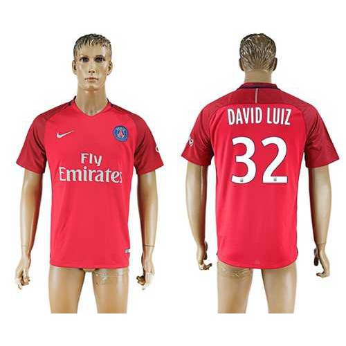 Paris Saint-Germain #32 David Luiz Red Soccer Club Jersey