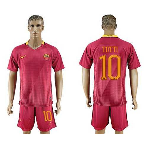Roma #10 Totti Red Home Soccer Club Jersey