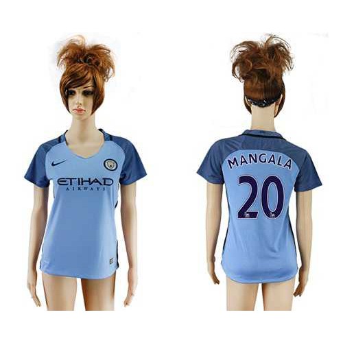 Women’s Manchester City #20 Mangala Home Soccer Club Jersey