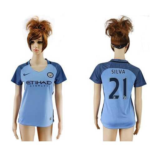 Women’s Manchester City #21 Silva Home Soccer Club Jersey