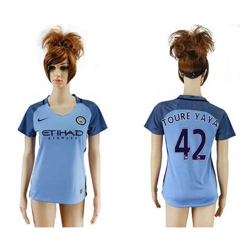 Women’s Manchester City #42 Toure Yaya Home Soccer Club Jersey