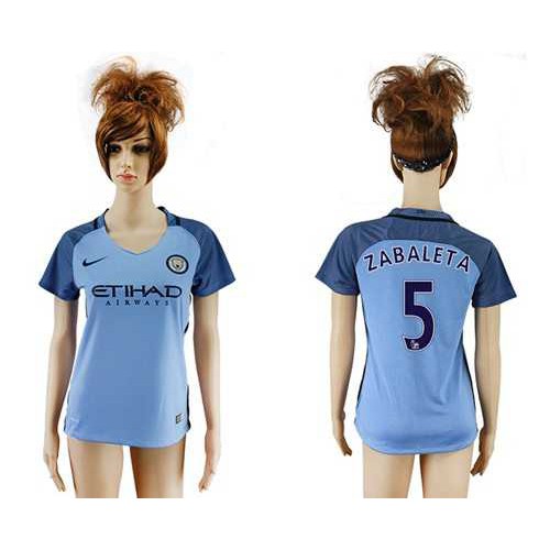 Women’s Manchester City #5 Zabaleta Home Soccer Club Jersey