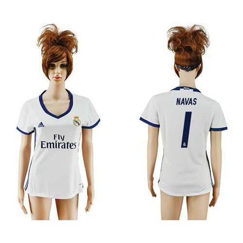 Women’s Real Madrid #1 Navas Home Soccer Club Jersey
