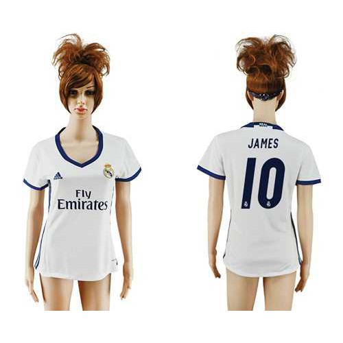 Women’s Real Madrid #10 James Home Soccer Club Jersey