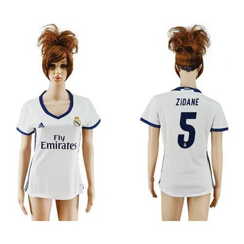 Women’s Real Madrid #5 Zidane Home Soccer Club Jersey