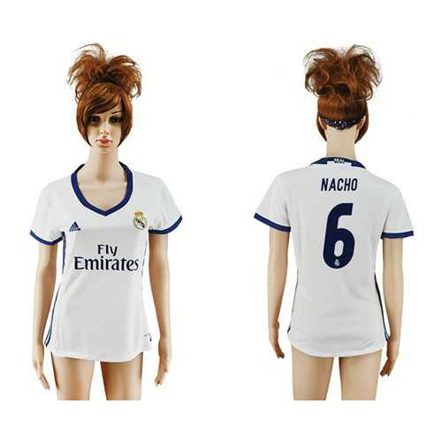 Women’s Real Madrid #6 Nacho Home Soccer Club Jersey