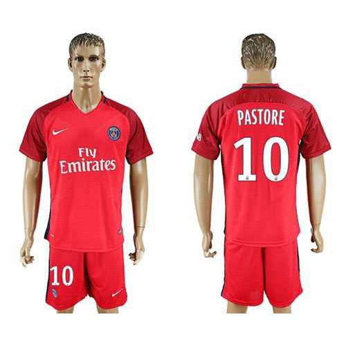 Paris Saint-Germain #10 Pastore Red Soccer Club Jersey