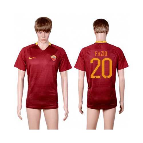 Roma #20 Fazio Red Home Soccer Club Jersey