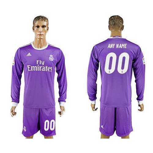 Real Madrid Personalized Away Long Sleeves Soccer Club Jersey
