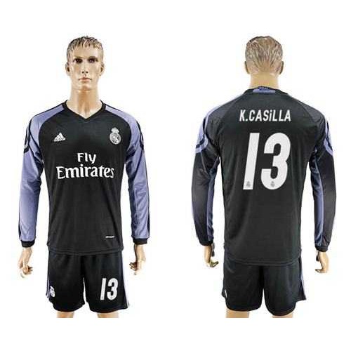 Real Madrid #13 K.Casilla Sec Away Long Sleeves Soccer Club Jersey