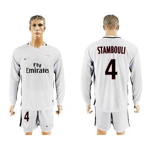 Paris Saint-Germain #4 Stambouli Sec Away Long Sleeves Soccer Club Jersey