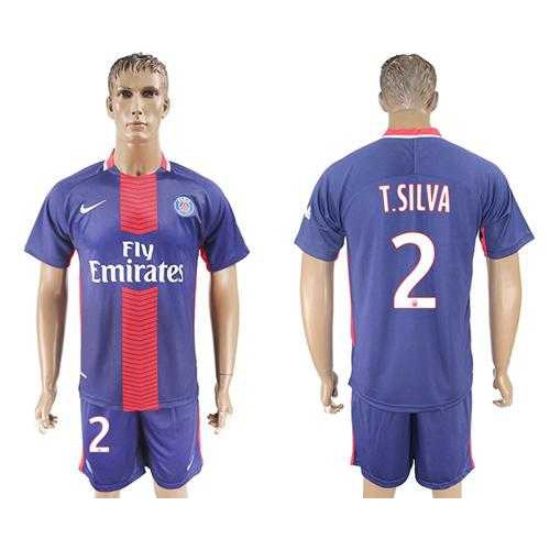Paris Saint-Germain #2 T.Silva Home Soccer Club Jersey