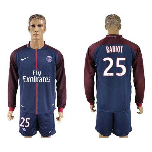 Paris Saint-Germain #25 Rabiot Home Long Sleeves Soccer Club Jersey