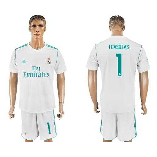 Real Madrid #1 I.Casillas White Home Soccer Club Jersey