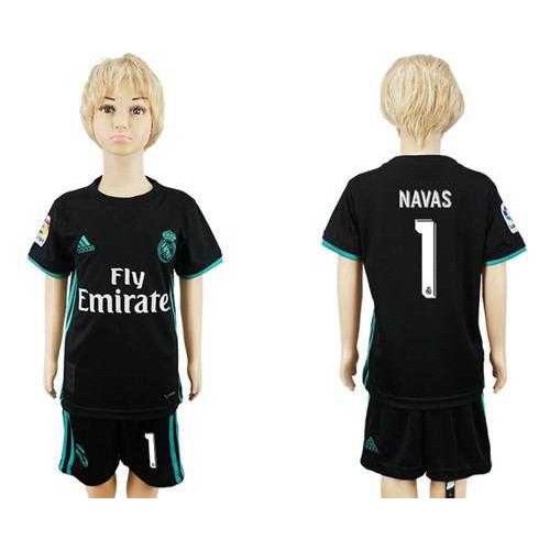 Real Madrid #1 Navas Away Kid Soccer Club Jersey