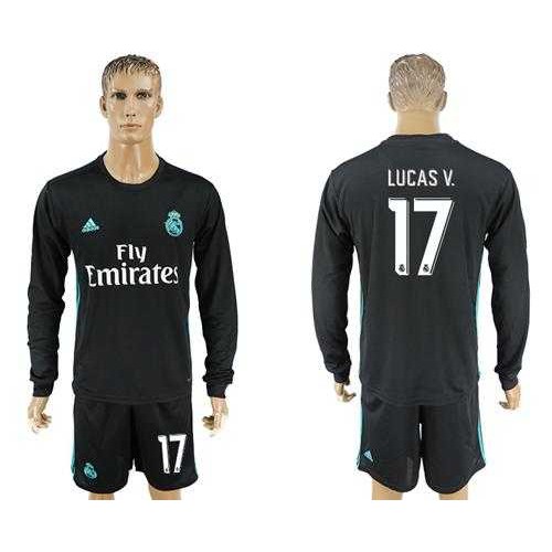 Real Madrid #17 Lucas.V Away Long Sleeves Soccer Club Jersey