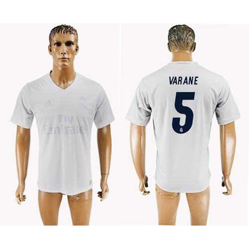 Real Madrid #5 Varane Marine Environmental Protection Home Soccer Club Jersey