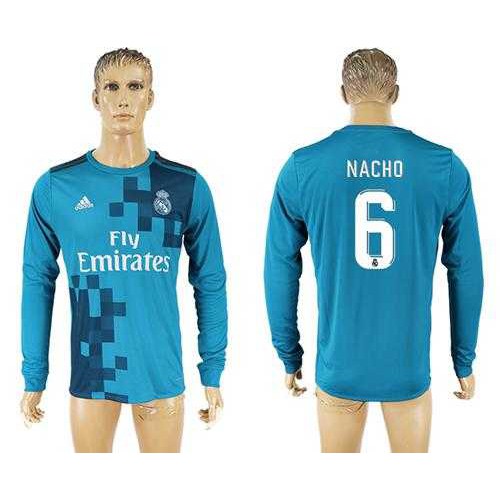 Real Madrid #6 Nacho Sec Away Long Sleeves Soccer Club Jersey