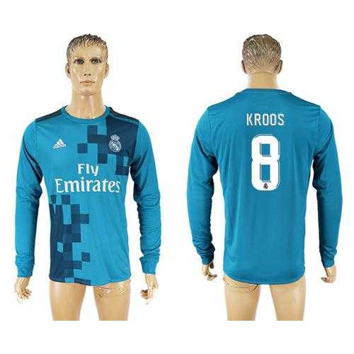 Real Madrid #8 Kroos Sec Away Long Sleeves Soccer Club Jersey