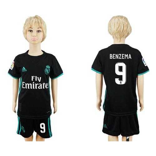 Real Madrid #9 Benzema Away Kid Soccer Club Jersey