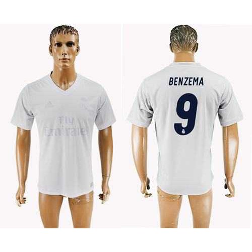 Real Madrid #9 Benzema Marine Environmental Protection Home Soccer Club Jersey