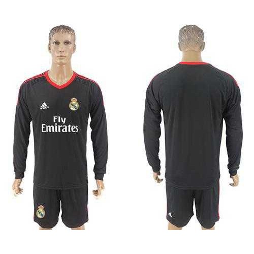 Real Madrid Blank Black Goalkeeper Long Sleeves Soccer Club Jersey