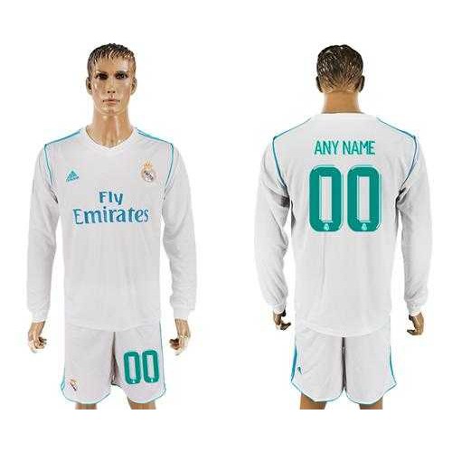Real Madrid Personalized Home Long Sleeve Soccer Club Jersey