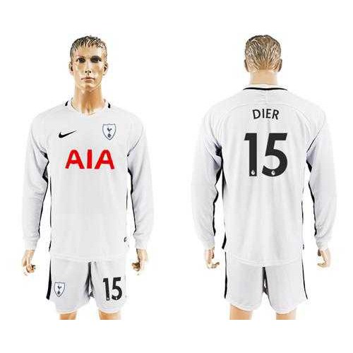 Tottenham Hotspur #15 Dier Home Long Sleeves Soccer Club Jersey