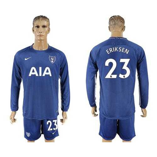 Tottenham Hotspur #23 Eriksen Away Long Sleeves Soccer Club Jersey