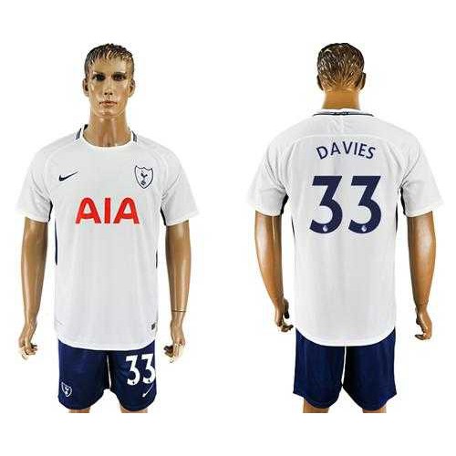 Tottenham Hotspur #33 Davies White Blue Soccer Club Jersey