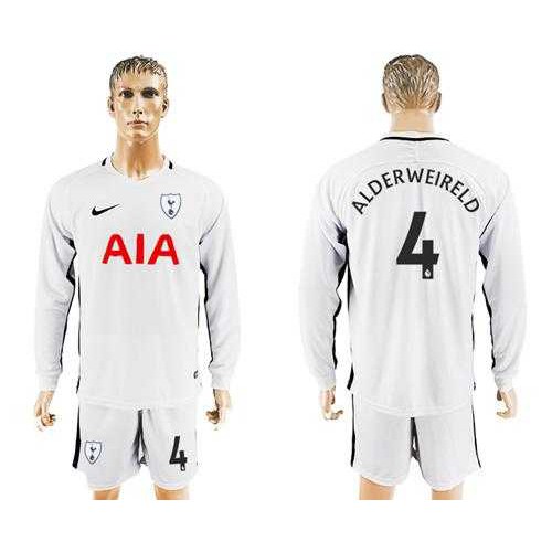 Tottenham Hotspur #4 Alderweireld Home Long Sleeves Soccer Club Jersey