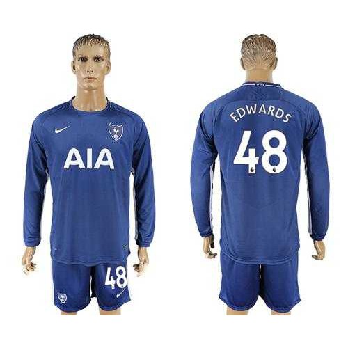 Tottenham Hotspur #48 Edwards Away Long Sleeves Soccer Club Jersey