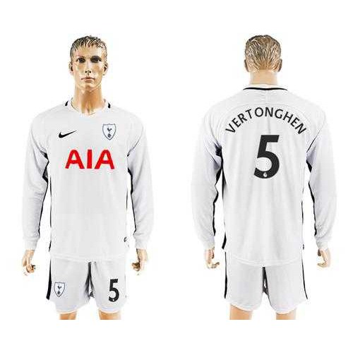 Tottenham Hotspur #5 Vertonghen Home Long Sleeves Soccer Club Jersey