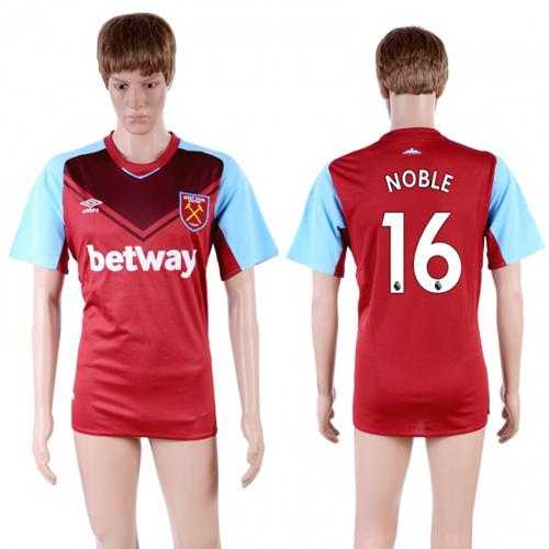 West Ham United #16 Noble Home Soccer Club Jersey