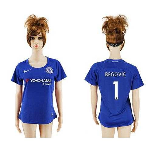 Women’s Chelsea #1 Begovic Home Soccer Club Jersey