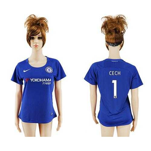 Women’s Chelsea #1 Cech Home Soccer Club Jersey